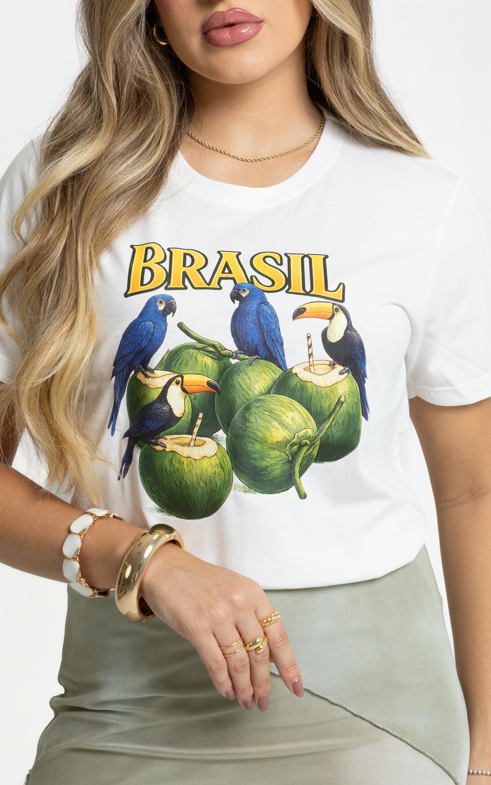 Camiseta Feminina Off White Araras e Tucanos 4